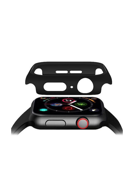 Case PC + Glass Plastic Case with Glass in Black color for Apple Watch 44mm