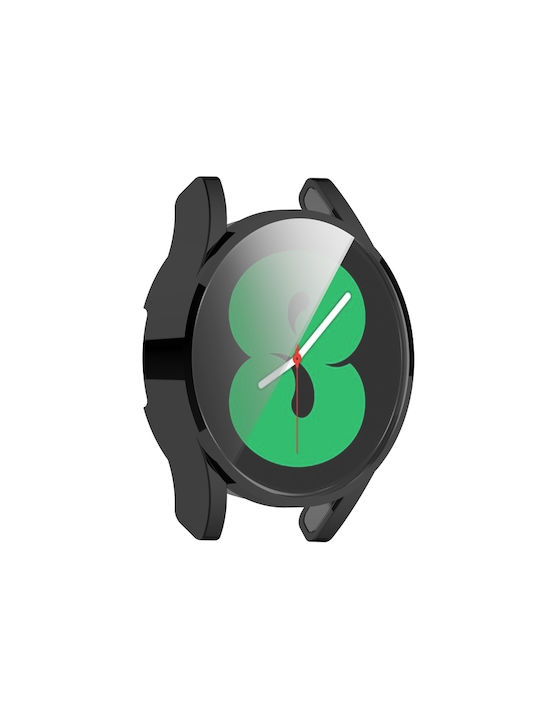 Carcasă de Silicon cu Sticlă în culoarea Negru pentru Galaxy Watch 4 44mm