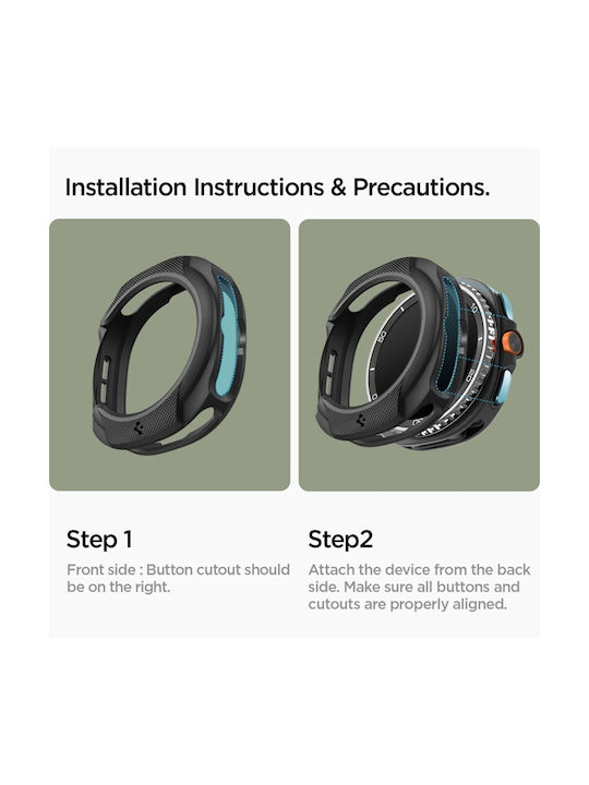 Spigen LIQUID AIR Силиконов Калъф в Черен цвят за Samsung Galaxy Watch 8 Classic 46mm