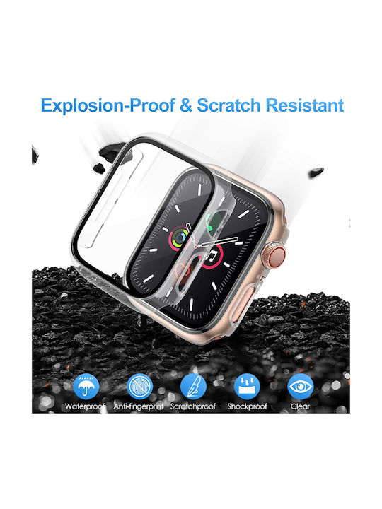 Techsuit Plastic Case with Glass in Black color for Samsung Galaxy Watch4, Galaxy Watch5 (40mm)