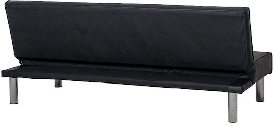 Canapea Cu Trei Locuri Pat Piele Ecologică Neagră 180x79x74cm