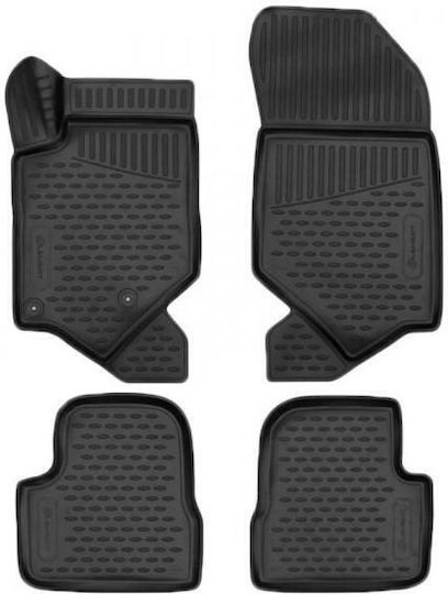 Novline Set of Front and Rear Mats 4pcs Tray Type for Peugeot 208 5D 2019+ Black