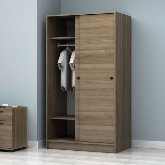Double Door Wardrobe Sliding Regio Walnut 100x60x181cm
