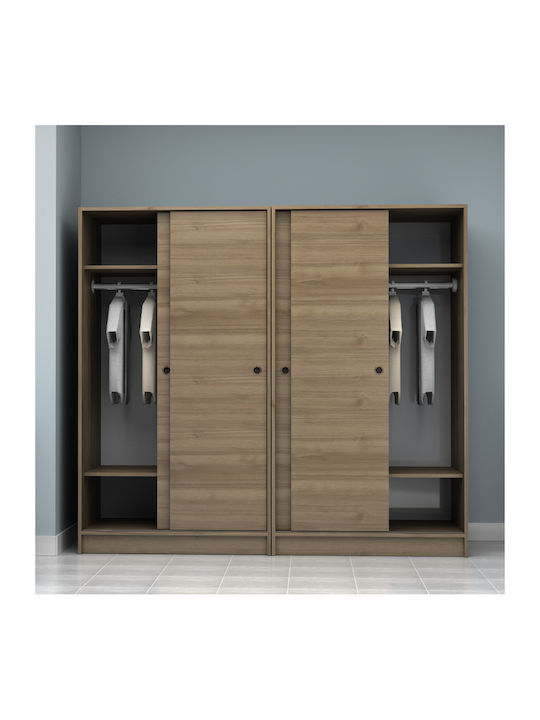 Four Door Wardrobe Sliding Regio Walnut 200x60x181cm