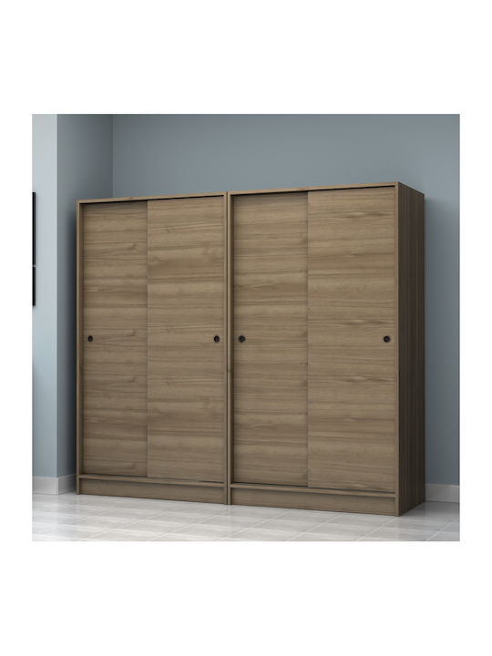 Four Door Wardrobe Sliding Regio Walnut 200x60x181cm