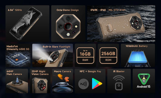 Ulefone Armor X16 Pro 5G Dual SIM (8/256GB) Ανθεκτικό Smartphone Wasteland Shadow