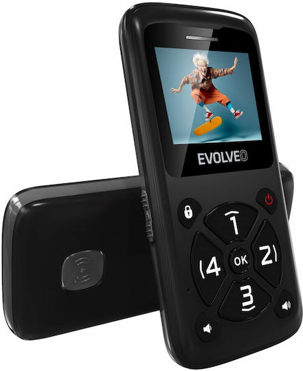 Evolveo EasyPhone ID Single SIM Мобилен Телефон с Големи Бутони Черен