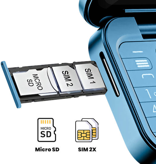 i16 Pro Dual SIM Mobile with Buttons (English Menu) Blue