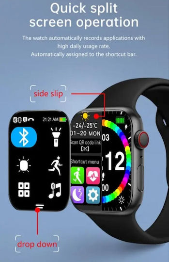 XO M50 Aluminium 44mm Smartwatch με Παλμογράφο (Μαύρο)