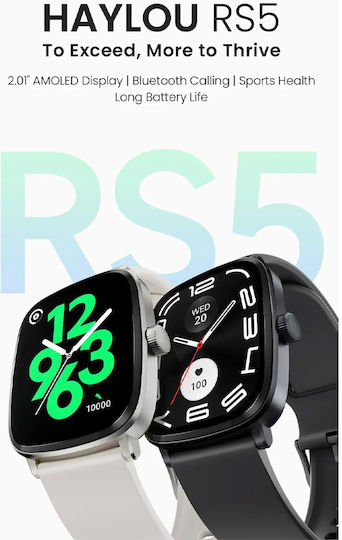 Haylou RS5 50mm Smartwatch με Παλμογράφο (Ασημί)