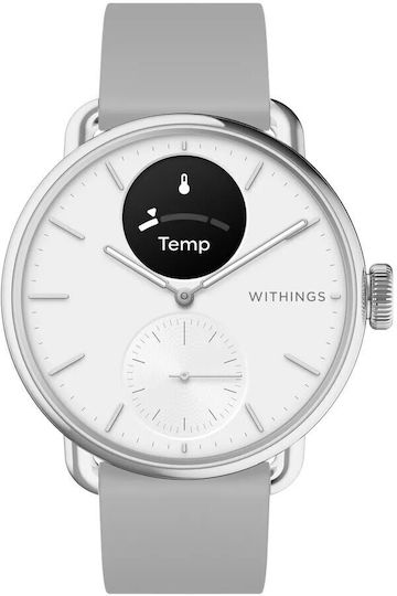 Withings ScanWatch 2 Stainless Steel 38mm Waterproof with Heart Rate Monitor (Pearl White)