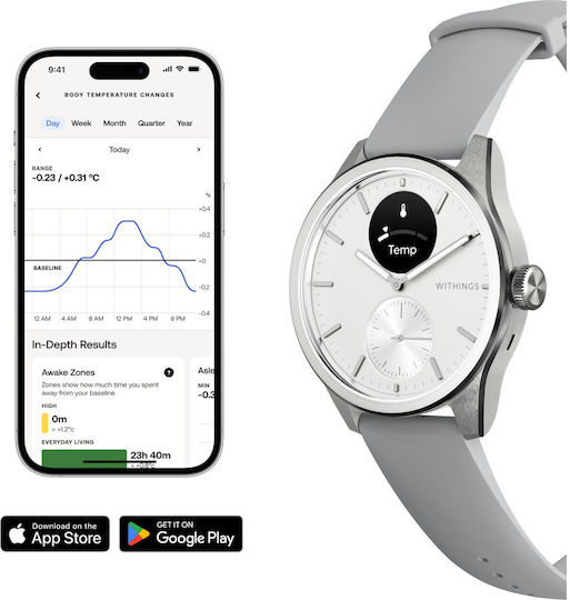 Withings ScanWatch 2 Stainless Steel 42mm Αδιάβροχο με Παλμογράφο (Λευκό)