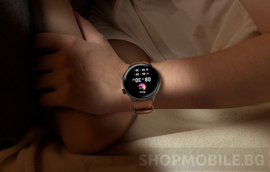 Mibro Watch Lite 2 με Παλμογράφο (Brown Leather & Black Silicone Strap)