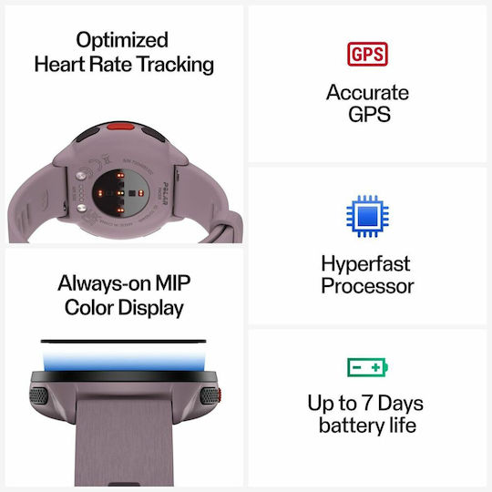 Polar Pacer 45mm Smartwatch with Heart Rate Monitor (Purple Dusk)