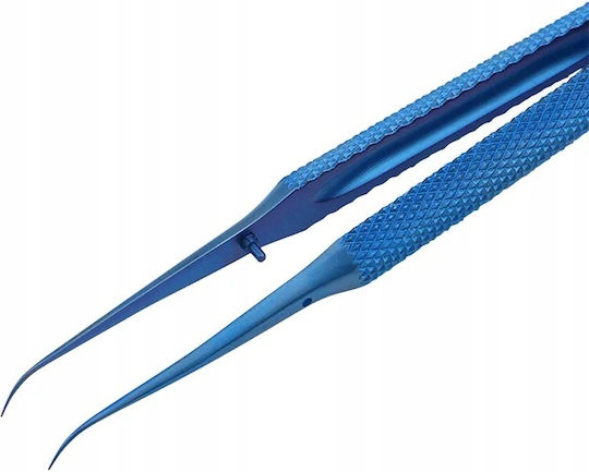 Precise Titanium Bent Tweezers Bt-15 Blue