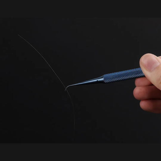 Precise Titanium Bent Tweezers Bt-15 Blue