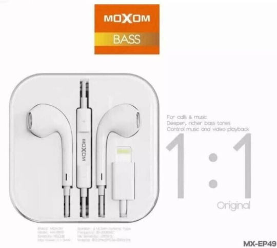Moxom MX-EP49 Earbuds Handsfree with Lightning Connector White