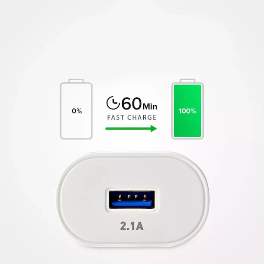 SBS Ladegerät ohne Kabel mit USB-A Anschluss 10W Weißs (TETR1USB2AWFAST)