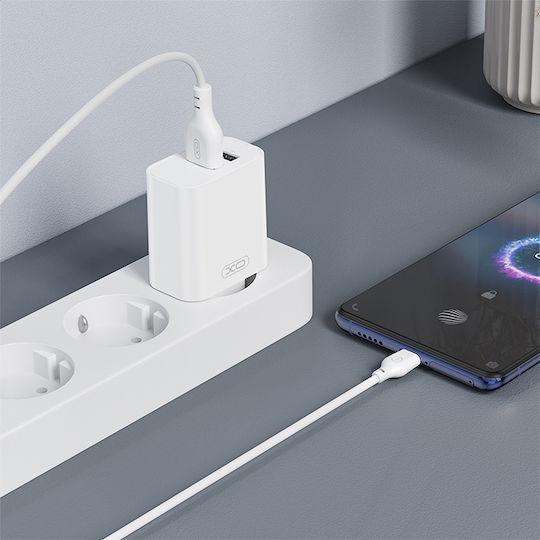 XO Зарядно Устройство Без Кабел с 2 USB-A Порта 12W Quick Charge 2.0 Бяло (CE34)