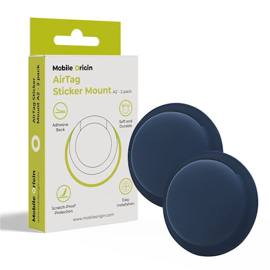 Set 2 Suporturi Mobile Origin din Silicon Autocolant Airtag A2 Albastru