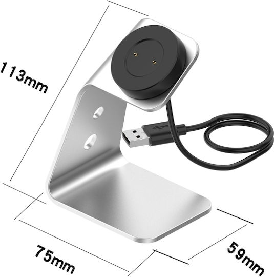 Magnetic Charger / Holder Αλουμινίου Ασημί (Huawei Watch GT / GT2)