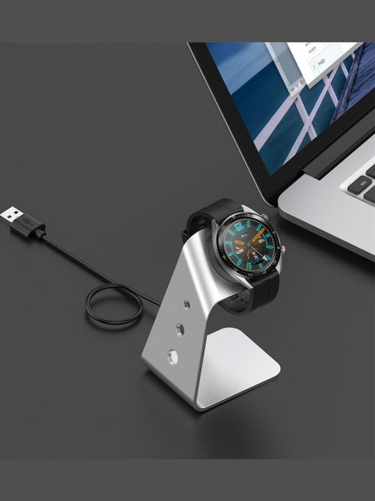 Magnetic Charger / Holder Алуминий Стойка Сребрист (Huawei Watch GT / GT2 - Часовник Huawei GT / GT2)