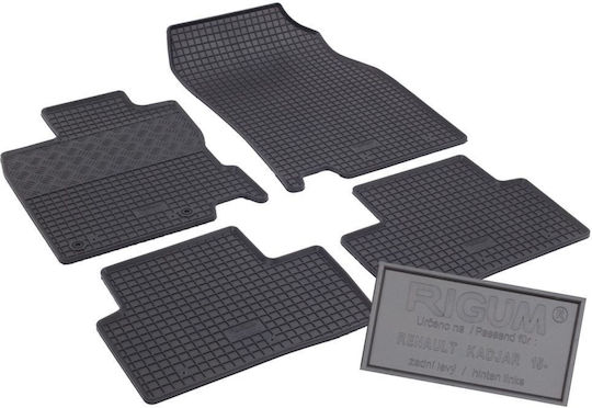 Rigum Set of Front and Rear Mats 4pcs for Renault Kadjar 2015 Black