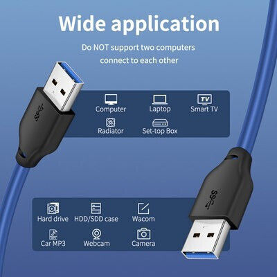 Cabletime 2m USB 3.0 Cable A-Male Blue