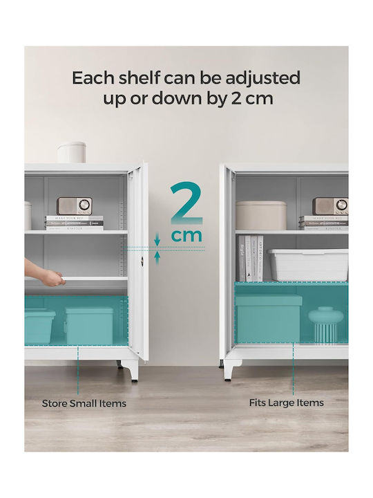 Cabinet de Birou Metalic cu încuietoare în Culoare Gri, 40x80x90cm