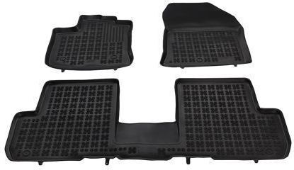 Rezaw Plast Satz Vorder- und Hintermatten Wannenartig 3Stück aus Gummi für Dacia Lodgy 2012+ Schwarz