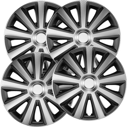 Versaco Set Capace De Roți Auto Aviator Carbon 4 Bucăți 15 Argintii/Negre