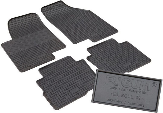 Rigum Set of Front and Rear Mats 4pcs for Kia Soul 2009 2014 Black