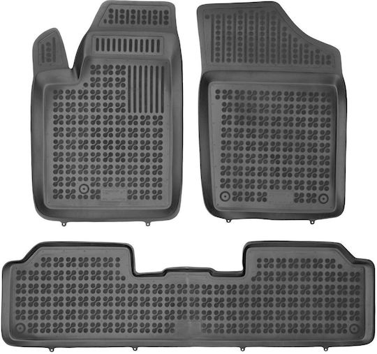 Rezaw Plast Set of Front and Rear Mats 3pcs Tray Type for Peugeot Partner Citroen Berlingo 1996-2008 Black