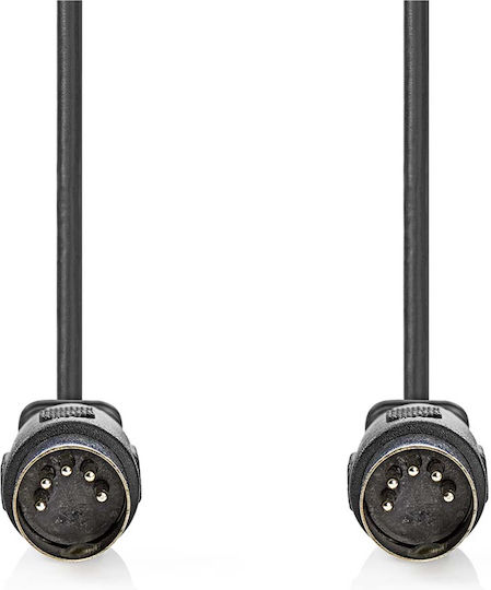 Nedis Audio Cable Din 5 Pin Male To Male 2m Nickel Plated Black
