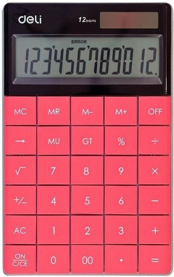 Deli 1589 Calculator 12 Digits in Red Color 1pcs