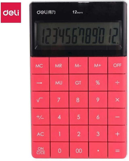 Deli 1589 Calculator 12 Digits in Red Color 1pcs