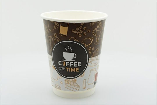 Coffee Time Ποτήρι μιας Χρήσης Χάρτινo Διπλότοιχο Πολύχρωμο 414ml 25τμχ