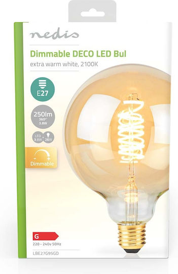 Nedis Λάμπα LED 3.8W για Ντουί E27 και Σχήμα G95 Θερμό Λευκό Dimmable