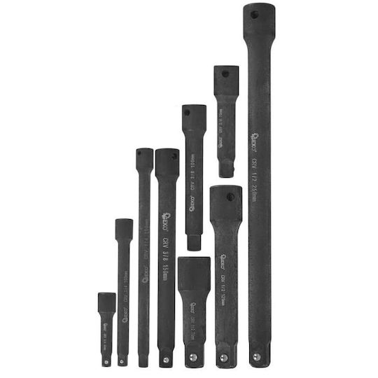 Impact Tube Adapter Set 1/4" 3/8" 1/2" Cr-v 9 Elements Geko G10531