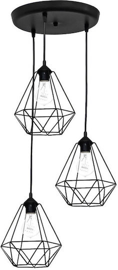 Heronia Dm-02 Pendel 3/l Black Lustră Suspendată Negru 42x87cm.