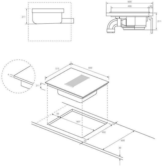 Haier Induction Cooktop Autonomous with Hood 83x51εκ.