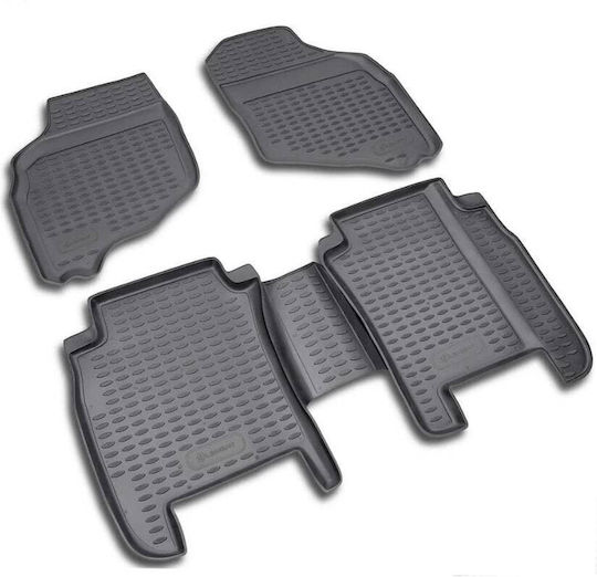 Novline Set of Front and Rear Mats 4pcs Tray Type for Honda Jazz 2002-2008 Black