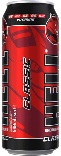 Hell Classic Energy-Drink mit Kohlensäure in Kiste 500ml