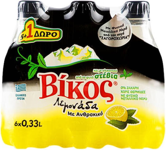 Βίκος Stevia Λεμονάδα με Ανθρακικό, Χωρίς Ζάχαρη σε Μπουκάλι 6x330ml