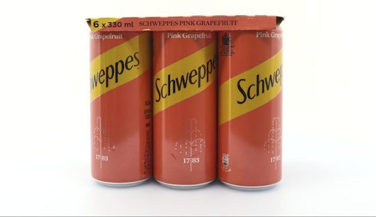 Schweppes Σόδα Pink Grapefruit με Ανθρακικό σε Κουτί 6x330ml