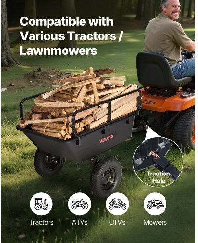 Trailer Garden Cart Plastic Four-wheel with Maximum Load Weight 226kg