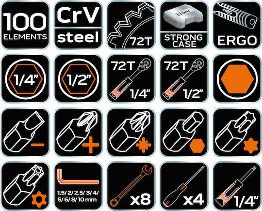 Neo Tools Βαλίτσα με 100 Εργαλεία