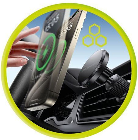 Mobile Origin Auto Handyhalterung mit Magnet und Kabelloses Laden MagSafe Schwarz