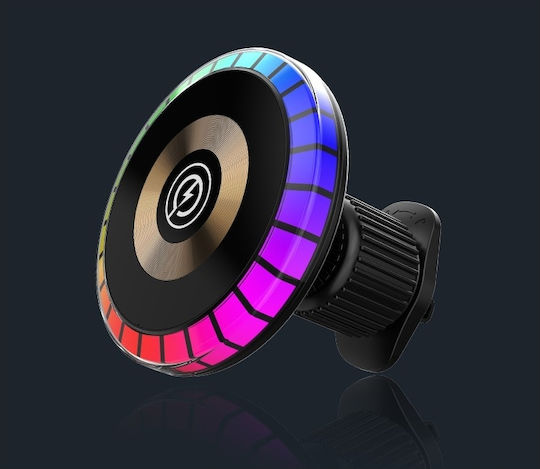 Suport Magnetic pentru Telefon Auto Idealstore Încărcare Wireless Model Universal Orice Tip de Telefon Lumină Ambientală RGB Multicolor pentru Jocuri