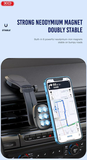 Idealstore Magnetic Car Phone Holder Universal Model Any Type Phone Made High-quality Plastic Flexible Angle Can Be Rotated Horizontally Vertically Black